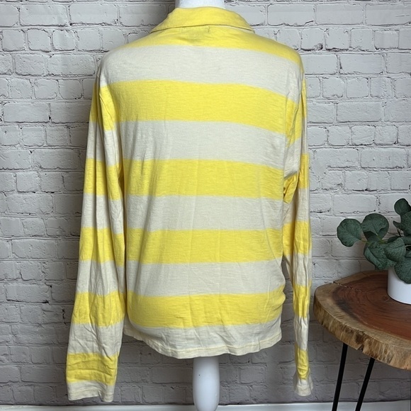 J. Crew Fitted Button-Front Stripe Rugby Top in Lemon Zest Natural - Picture 6 of 12